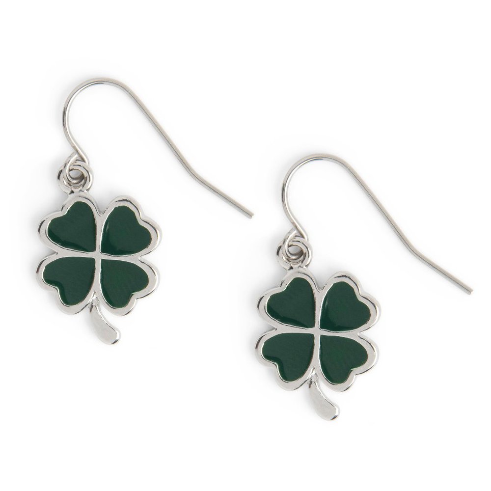 St Patrick's Day Earrings Lucky Four Leaf Clovers Womens Girls Jewelry